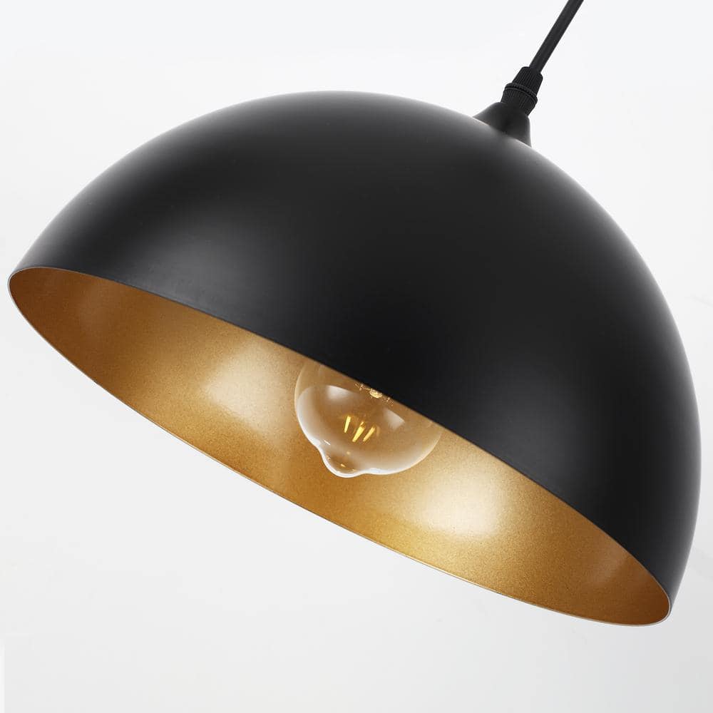 Black Metal Dome Pendant Light with Adjustable Height