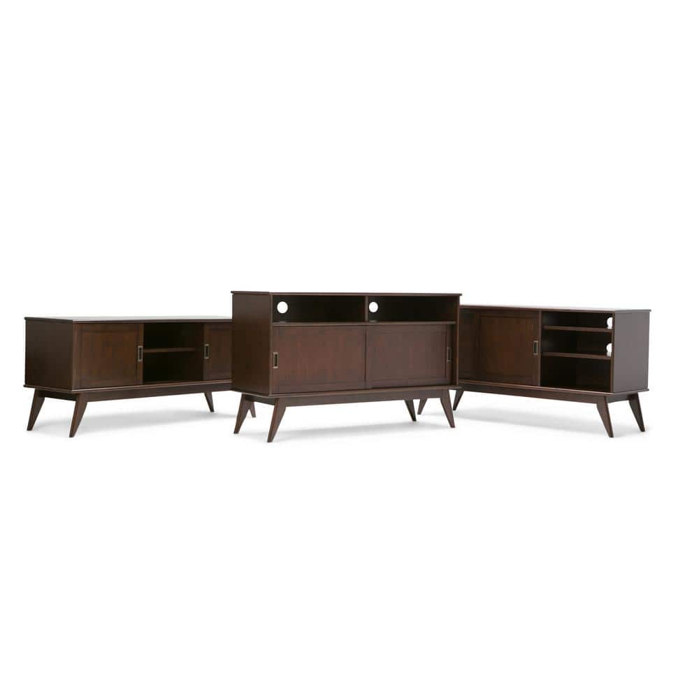 Medium Auburn Brown Rubberwood TV Cabinet with Shelves