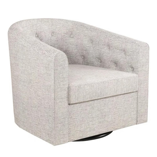Bestier 28 in. Light Gray Linen 360° Swivel Accent Chair with Tufted Cushion Round Swivel Barrel Chair with Zipper Back