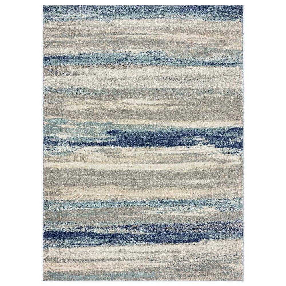 LUXE WEAVERS Towerhill Blue 5 ft. x 7 ft. Modern Abstract Polypropylene Area Rug