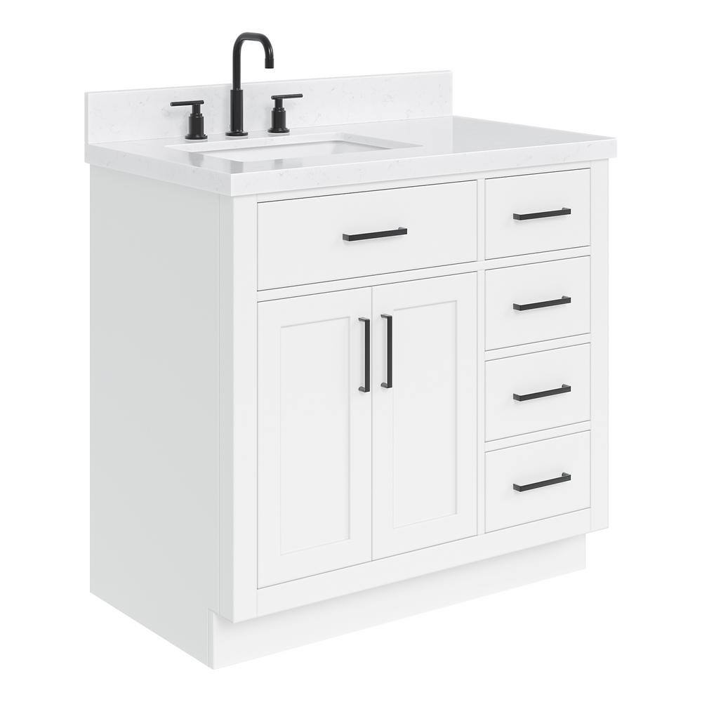 Hepburn 36" White Hardwood Freestanding Single Vanity with Quartz Top