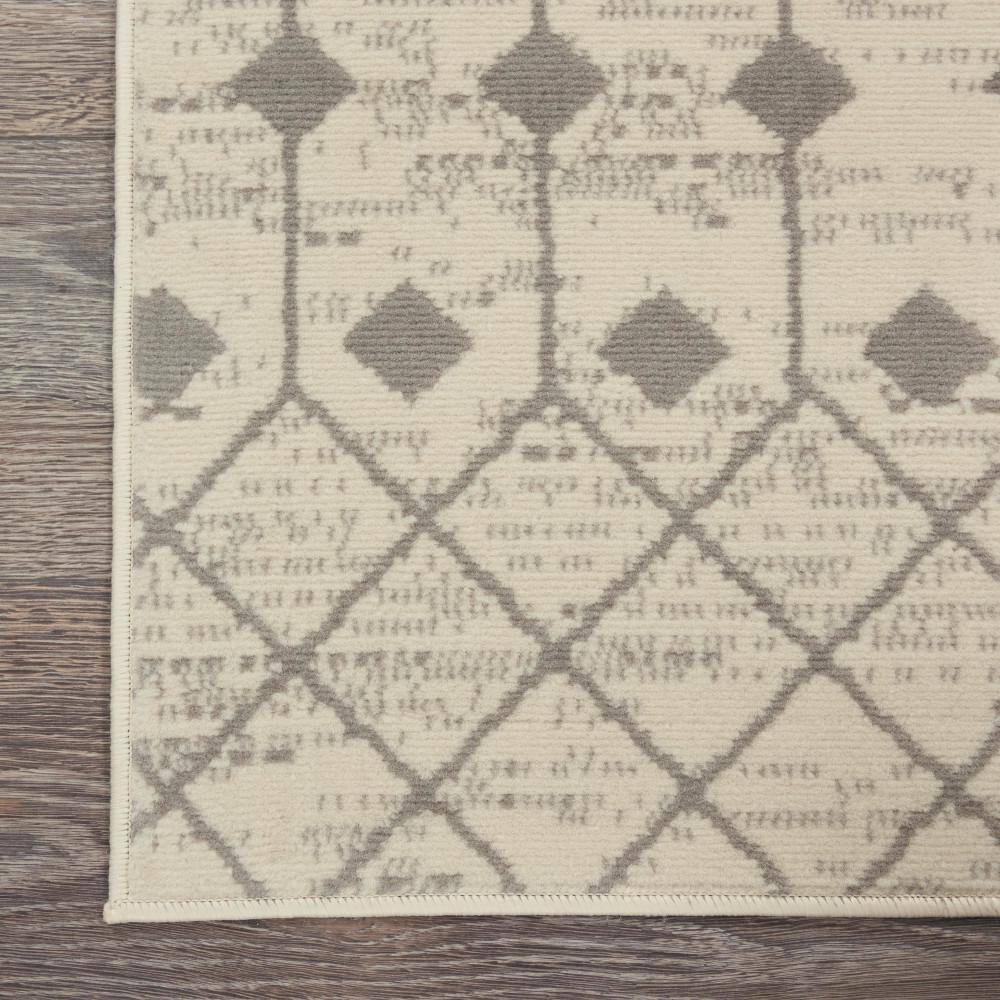 Ivory and Grey Geometric Hand-Knotted 7'10" x 9'10" Synthetic Area Rug