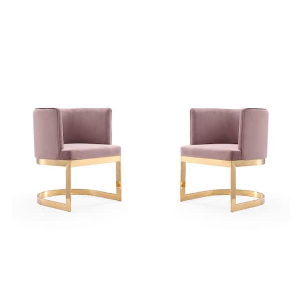 Manhattan Comfort Aura Blush Velvet Dining Arm Chair (Set of 2)