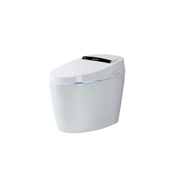 Elongated Smart Bidet Toilet 1.28 GPF in White with Auto Open/Close Heated Seat and Dryer and Warm Water