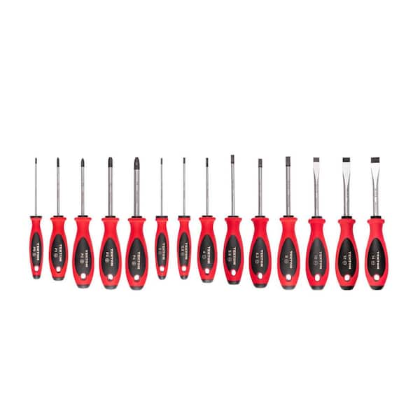 Phillips and Slotted Screwdriver Set-4 Inch Shanks, 14-Piece (#0-#4,3-14 mm)