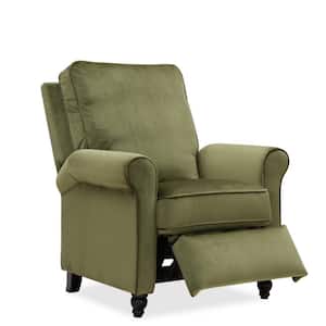 Kale Green Velvet-like Fabric Push Back Recliner Chair
