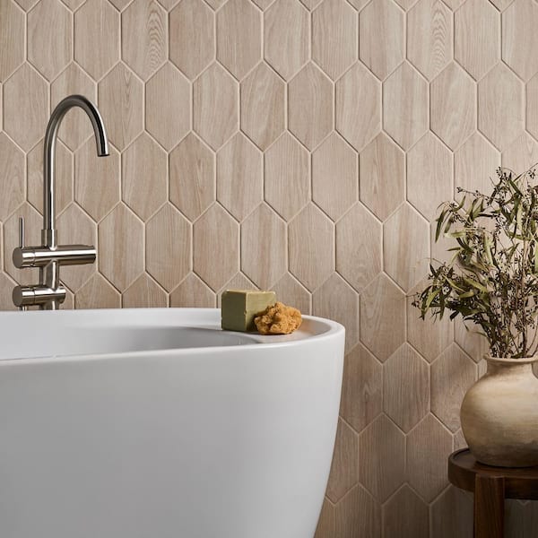 Casablanca Oak Beige 3.93 in. x 7.87 in. Picket Matte Porcelain Floor and Wall Tile (3.53 sq. ft./ Case)