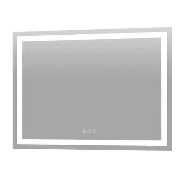 48 in. W x 36 in. H Large Rectangular Frameless Double Lighting Anti-Fog Wall Bathroom Vanity Mirror Super Bright