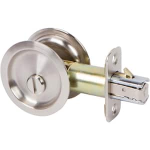 Round Satin Nickel Bed/Bath Privacy Sliding Pocket Door Lock
