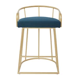 Luna 26 in. Azure Counter Stool with Gold Base
