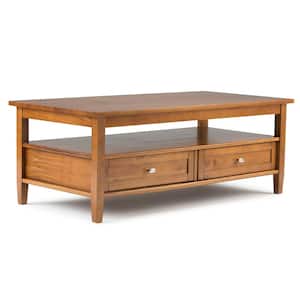 Warm Shaker 48 in. Light Golden Brown Rectangle Wood Top Coffee Table