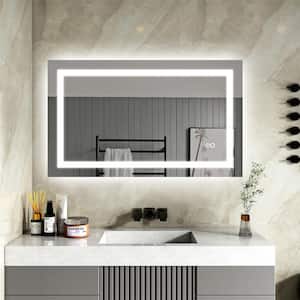 40 in. W x 24 in. H Rectangular Frameless Dimmable Anti-Fog Wall Bathroom Vanity Mirror in White