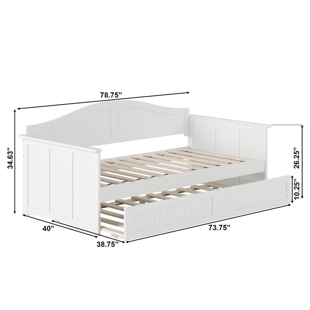Nantucket White Twin Wood Daybed with Trundle and Storage