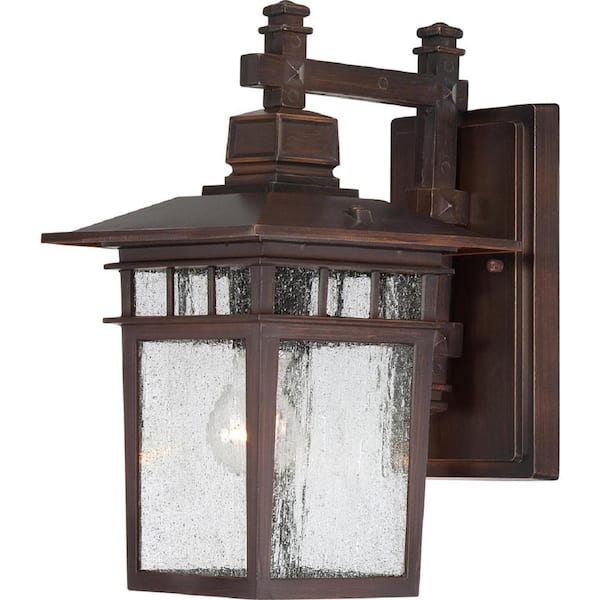 SATCO Cove Neck Rustic Bronze Outdoor Hardwired Wall Lantern Sconce  with No Bulbs Included