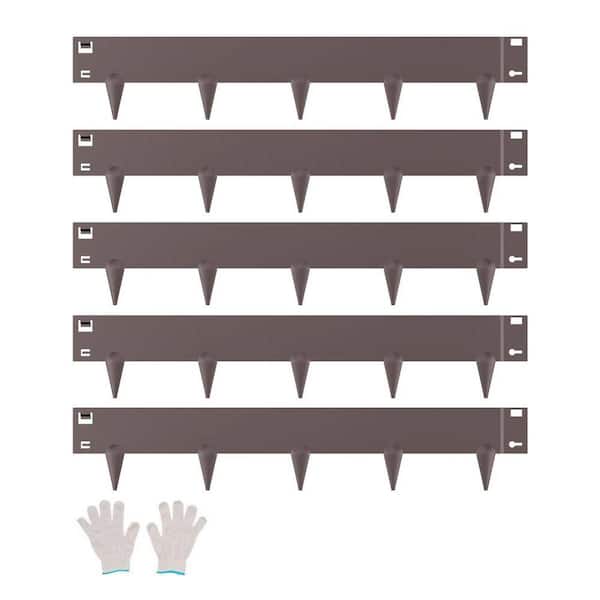39 in. L x 4 in. H x 0.06 in. W Metal Landscape Edging Border, Brown Rust-Resistant Flexible Garden Brown, (5-Pack)