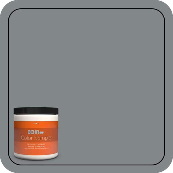 BEHR PREMIUM PLUS 8 oz. #N500-5 Magnetic Gray color Flat Interior/Exterior Paint & Primer Color Sample