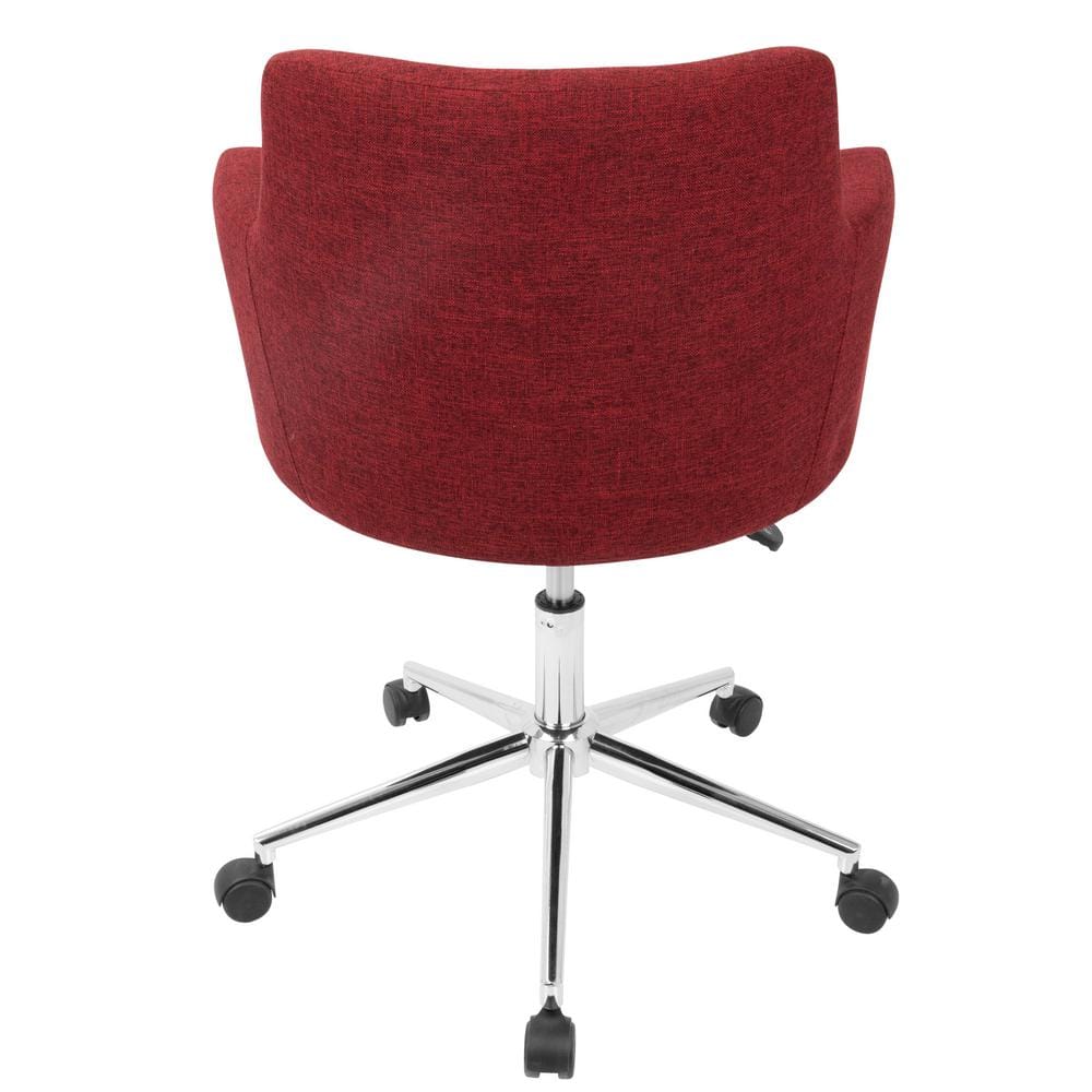 Celtic Red Fabric Swivel Arm Chair with Metal Base