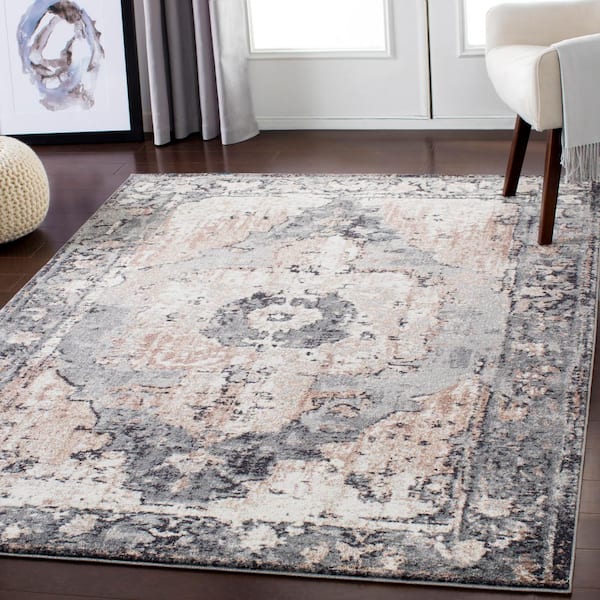 Kathy Grey/Cream 5 ft. 3 in. x 7 ft. 3 in. Oriental Area Rug