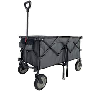 5 cu. ft. Steel Wagon Cart 176 lbs. Load Collapsible Cart Portable Foldable Outdoor Utility Garden Cart, Gray