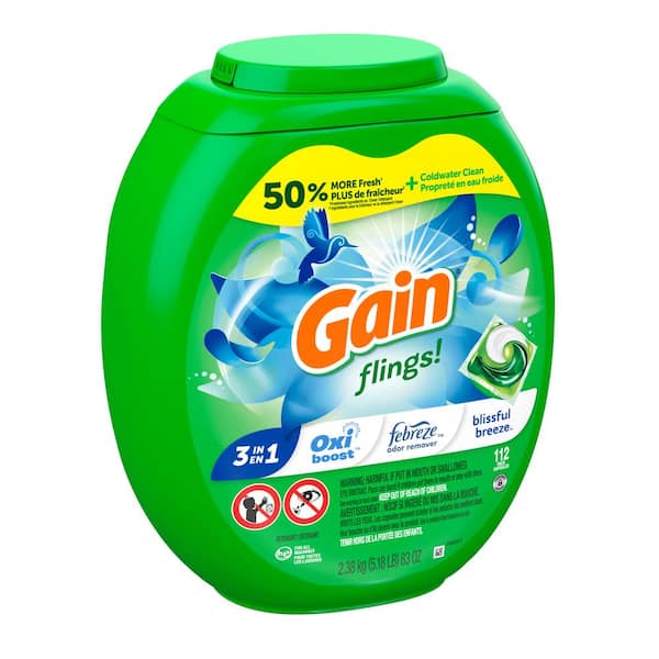 Gain Flings HE Blissful Breeze Scent Liquid Laundry Detergent Pods