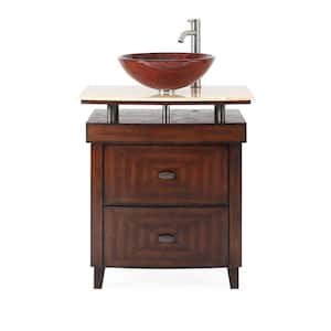 Verdana 28 in. W x 22 in D. x 31 in. H Bath Vanity in Wood color with wood pattern bowl and Yellow Cultured Marble Top