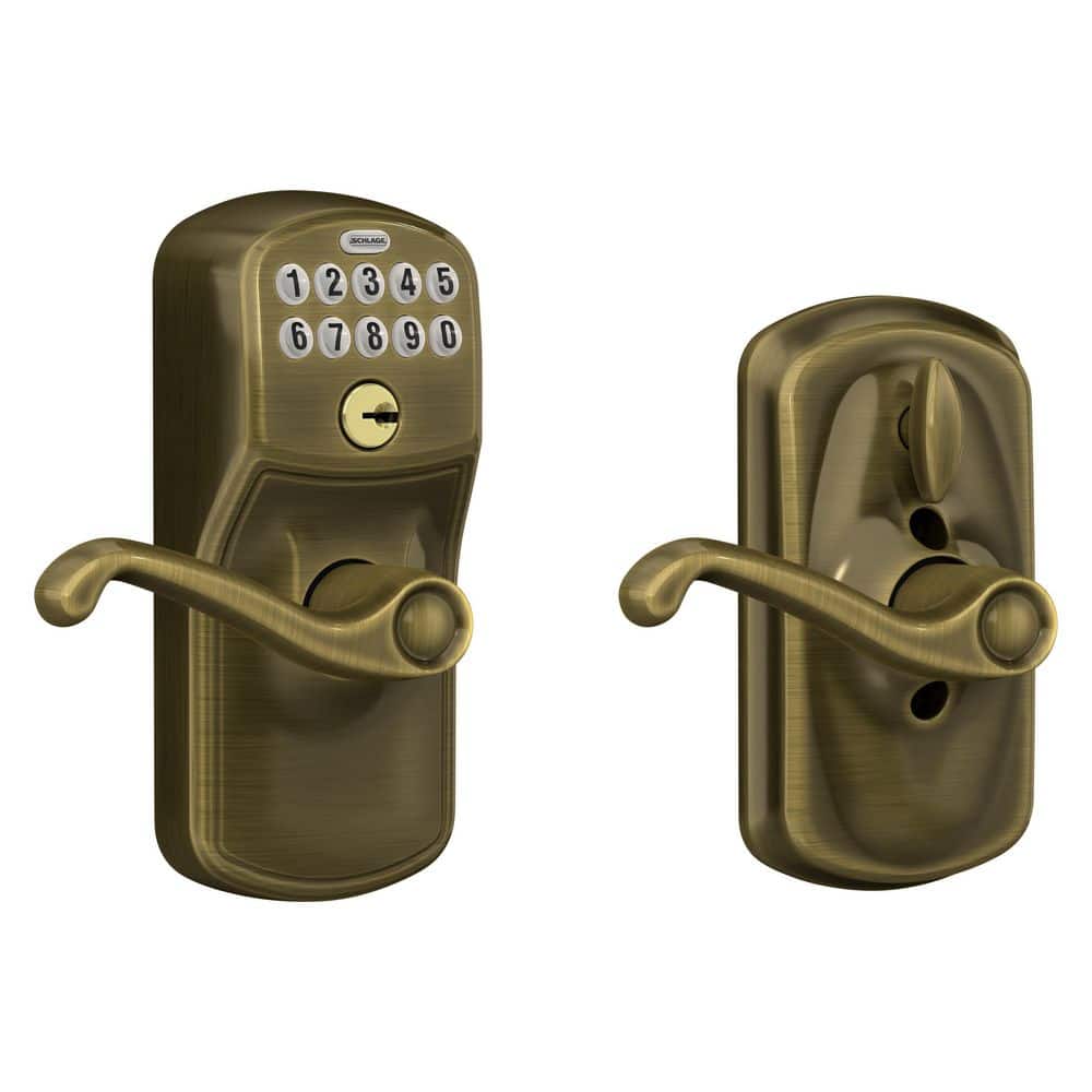 Schlage Plymouth Antique Brass Electronic Keypad Door Lock with