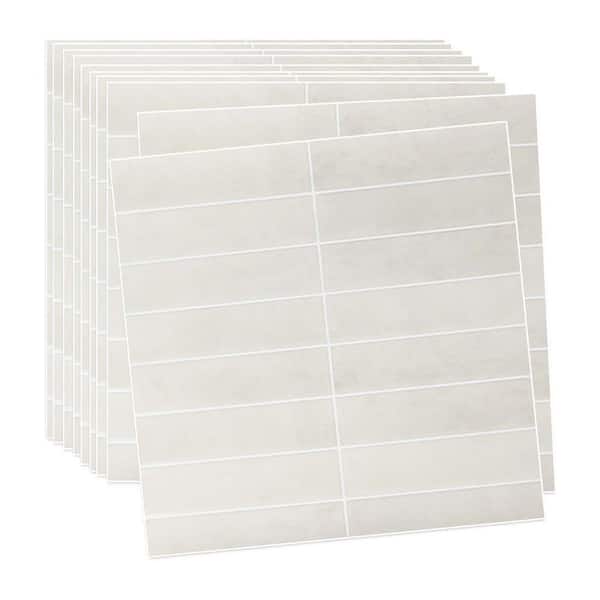 12 in. x 12 in. x 0.04 in. Beige Peel and Stick Vinyl Wall Tile Backsplash, Decorative Wall Tile (10-Pack)