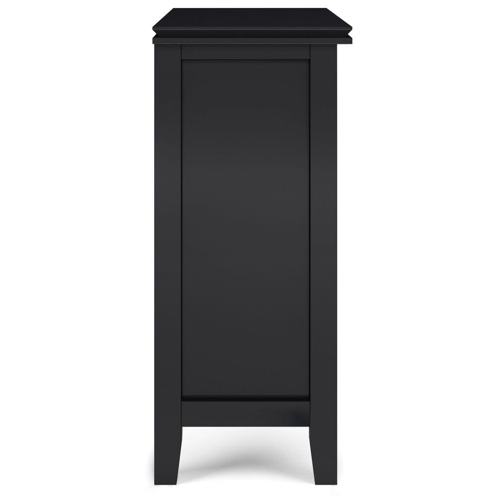 Artisan Black Solid Wood Low Storage Cabinet with Adjustable Shelves