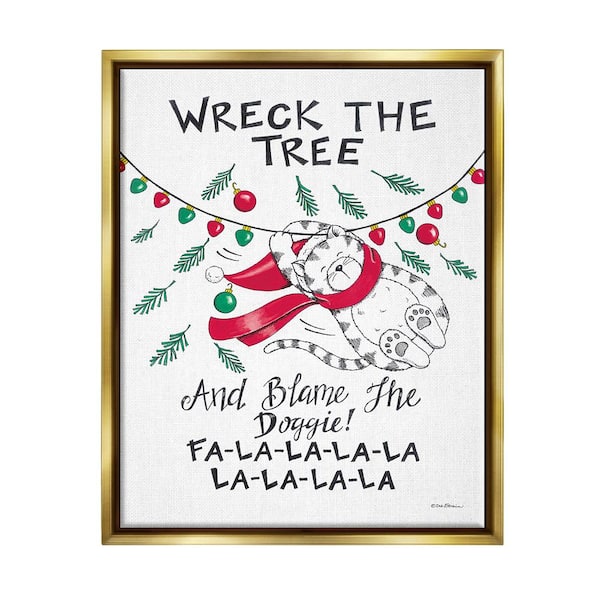 Stupell Industries Funny Pet Christmas Song by Deb Strain 1-Piece Floater Frame Graphic Print Animal Poster Art Print 21 in. x 17 in.