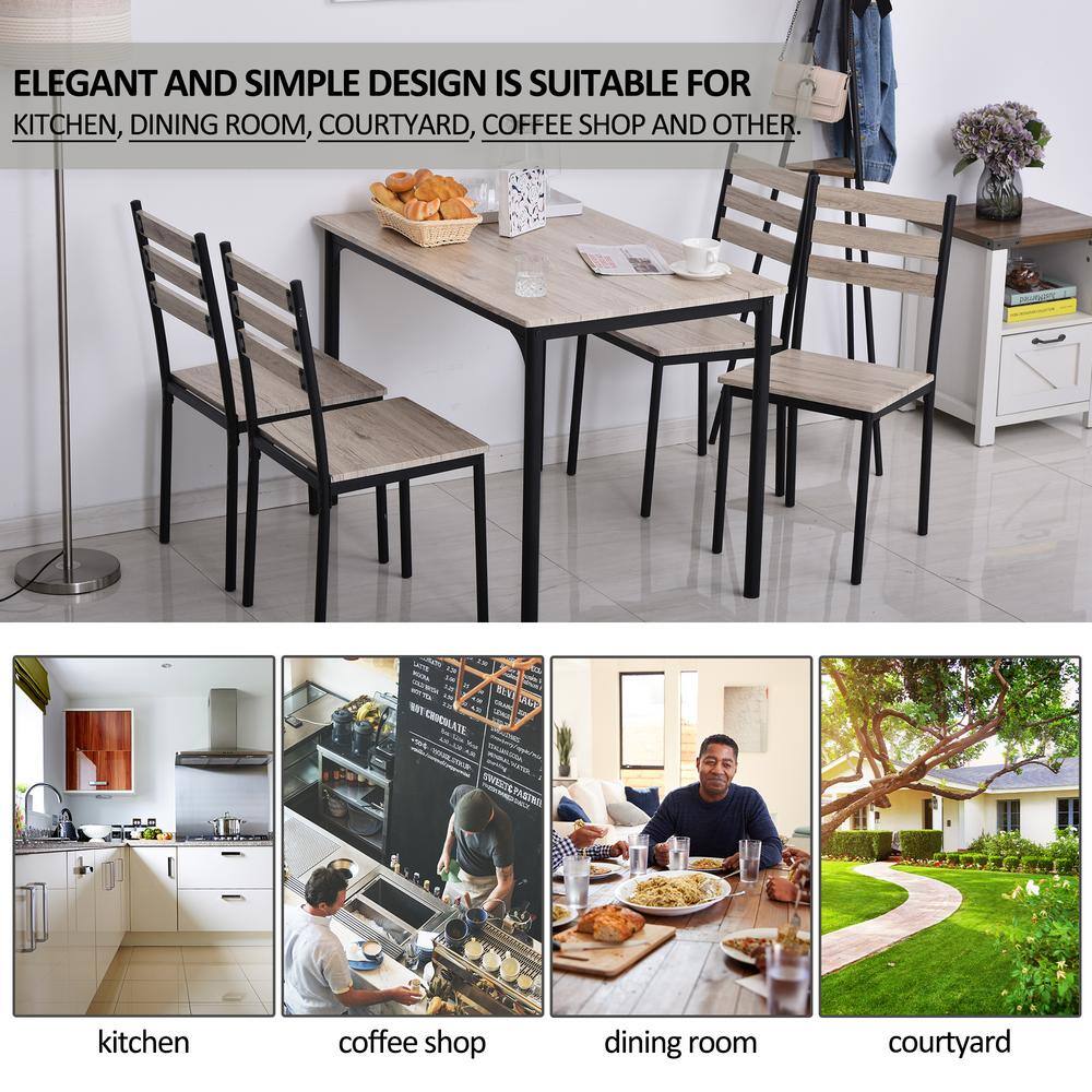 Black and Gray 5-Piece Modern Dining Table Set