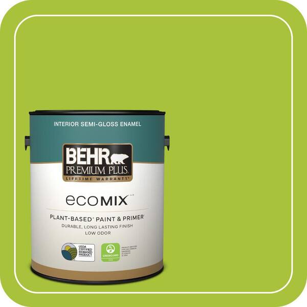1 gal. #S-G-410 Green Crush Semi-Gloss Enamel EcoMix Plant-Based Interior Paint & Primer