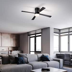 48 in. Indoor Matte Black Ceiling Fan with 3-Colors Dimmable 6 Speed Remote Control 4 Blades with Remote Control