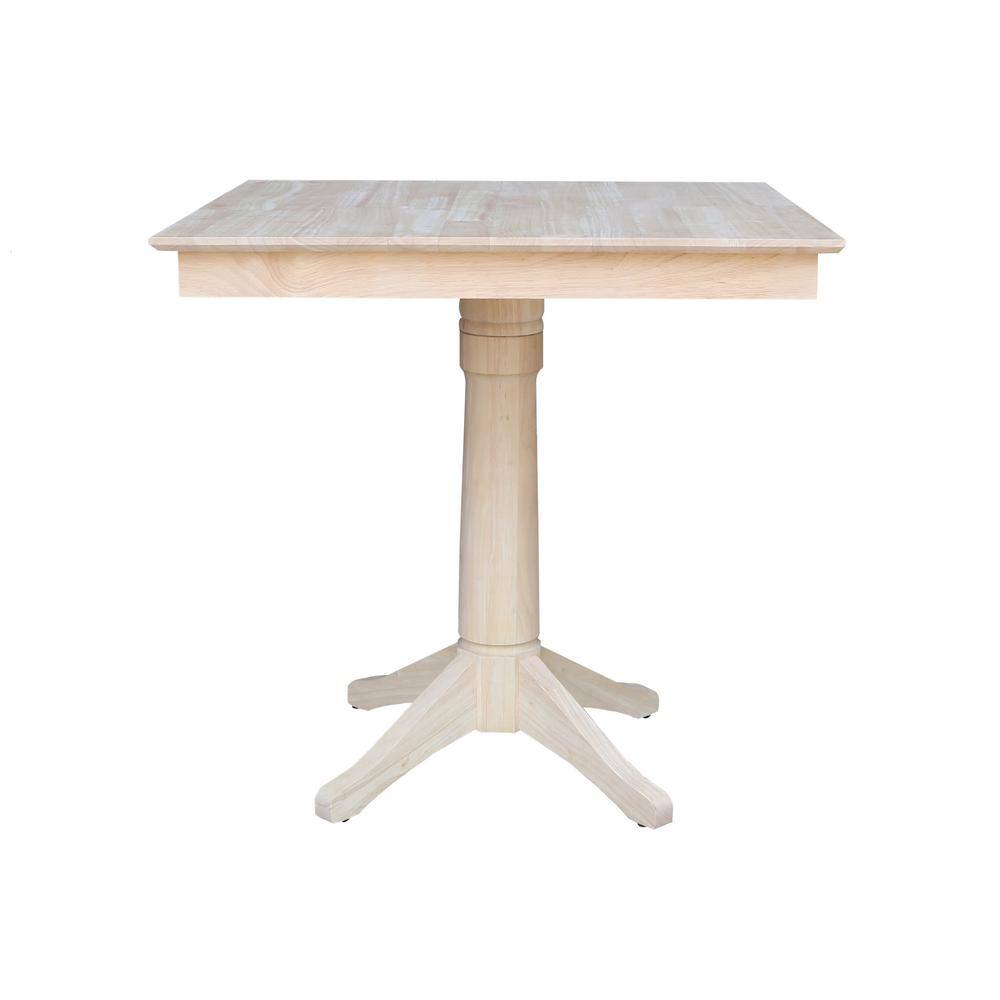 Natural Solid Wood Square Counter Height Pedestal Table