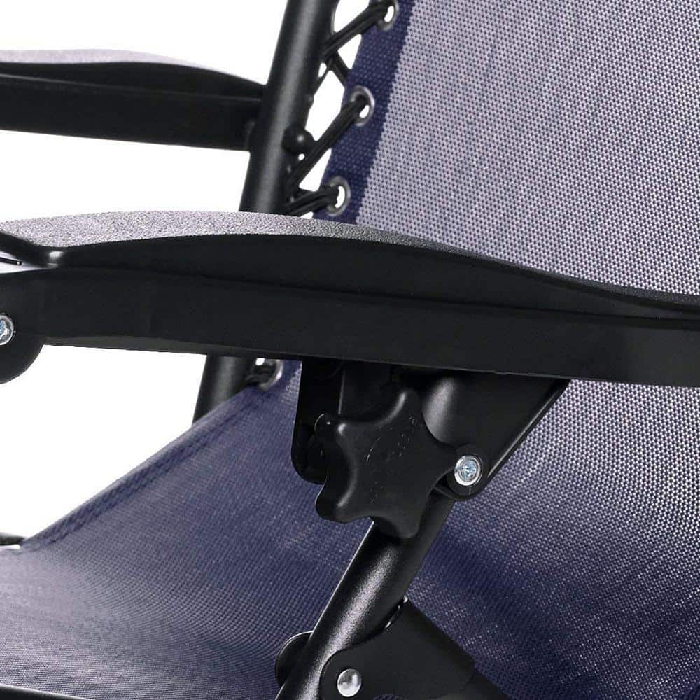Navy Blue Adjustable Zero Gravity Outdoor Lounger with Cushions