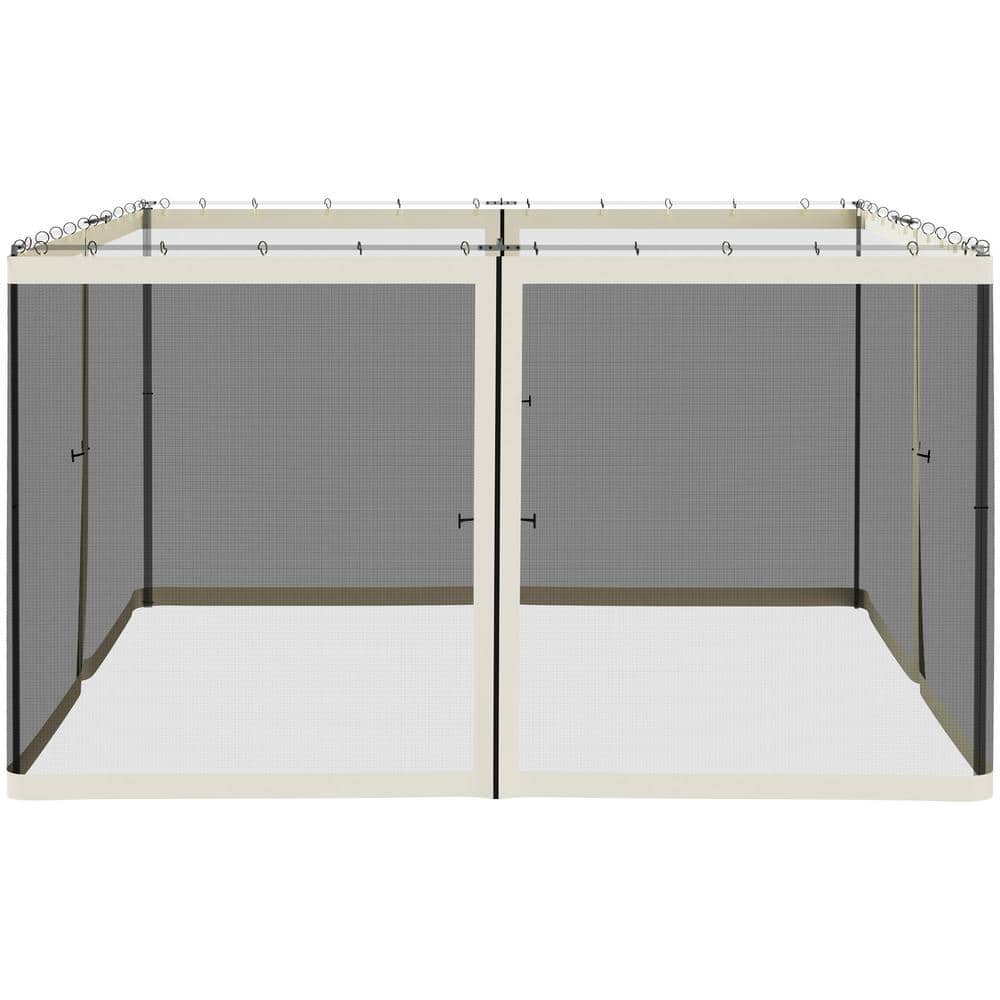 Beige Outdoor Polyester Mesh Sidewall Netting for Gazebos