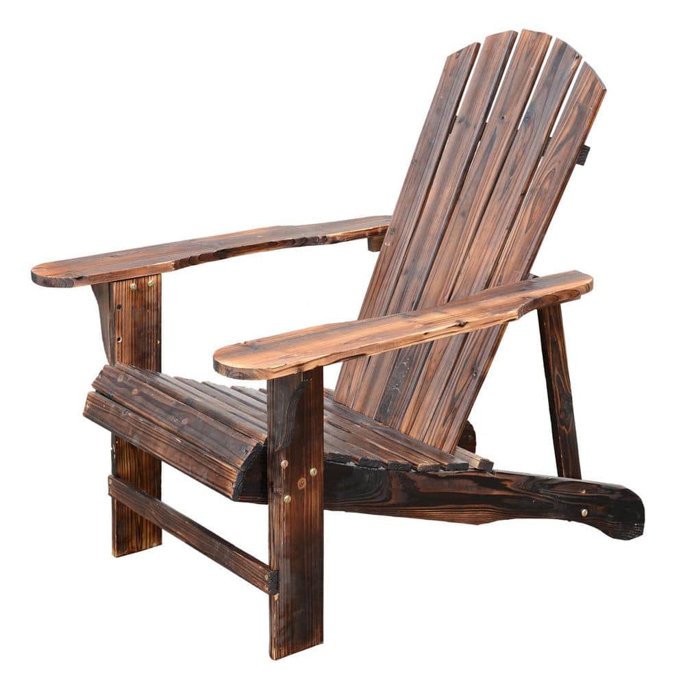 Rustic Brown Fir Wood Adirondack Chair with Ottoman