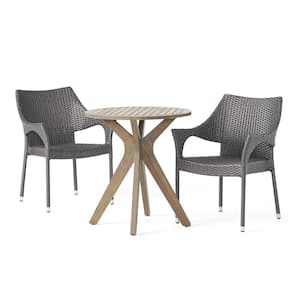 Bryant Gray 3-Piece Wood and Plastic Outdoor Bistro Set