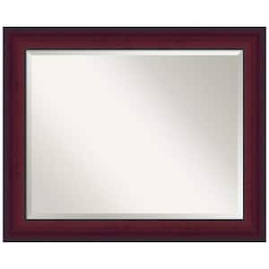 Canterbury Cherry 33.25 in. x 27.25 in. Beveled Casual Rectangle Wood Framed Bathroom Wall Mirror in Cherry