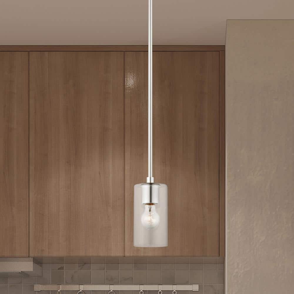 Zurich Brushed Nickel 1-Light Pendant with Clear Glass