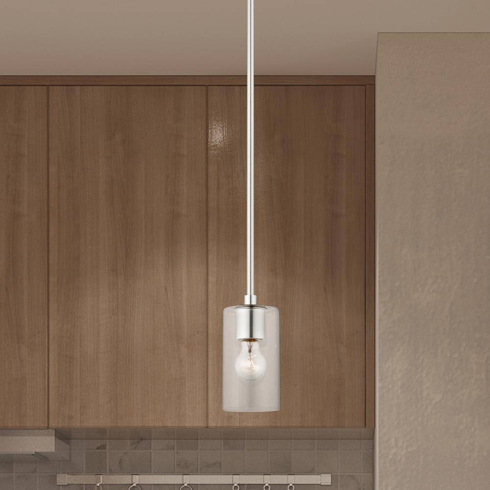 Zurich Brushed Nickel 1-Light Pendant with Clear Glass