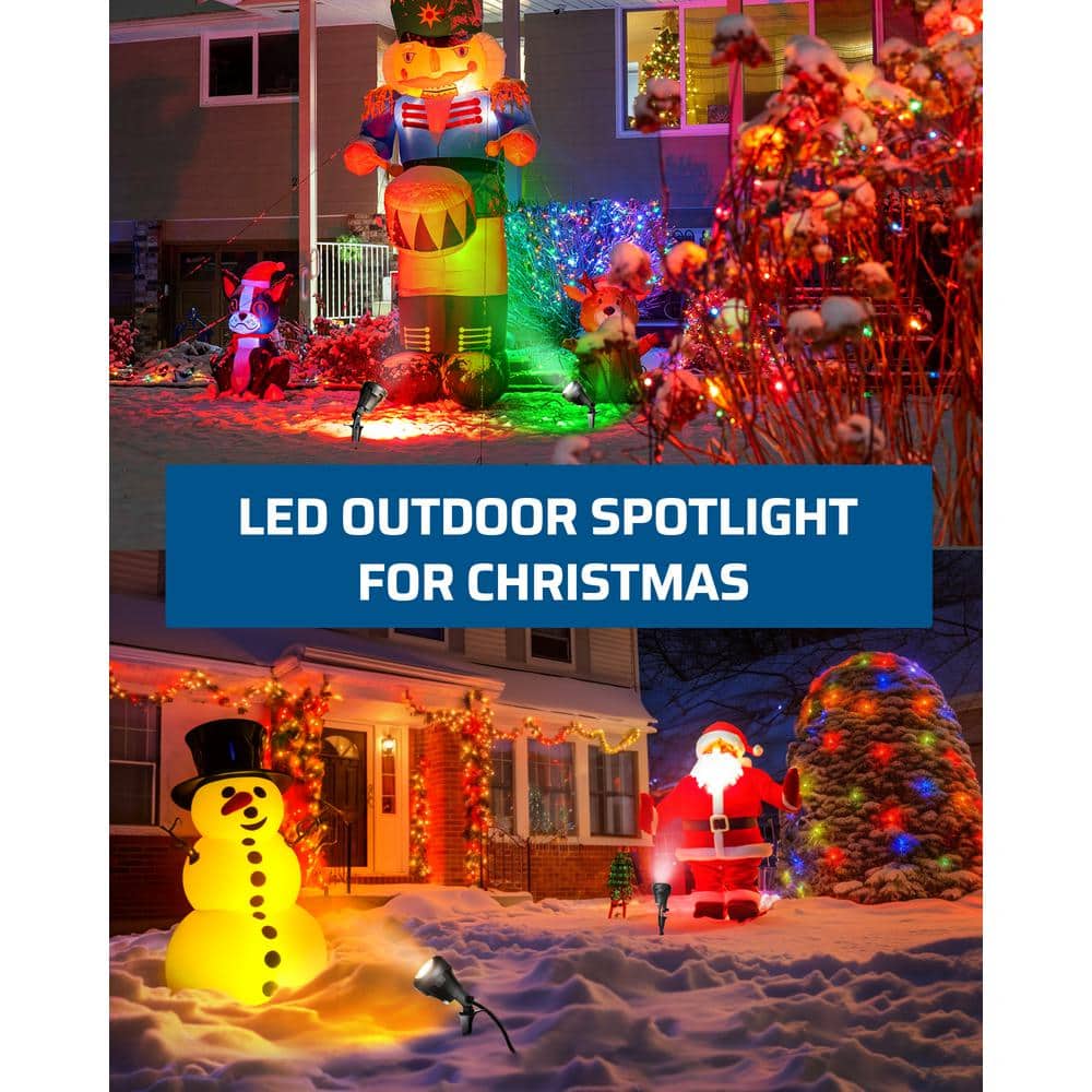 DEWENWILS 120V LED Black Outdoor Spotlight with Color Lenses