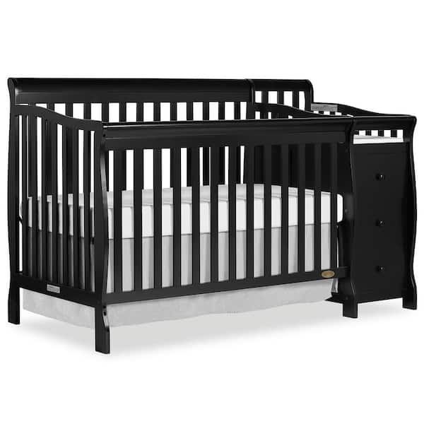 Dream On Me Brody Black 5-in-1 Convertible Crib with Changer