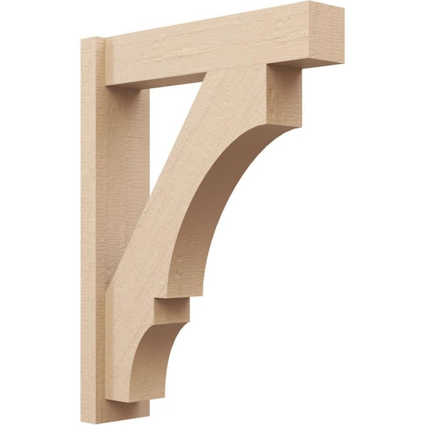 Ekena Millwork 6 in. x 32 in. x 24 in. Balboa Block Rough Cedar Woodgrain Timberthane Polyurethane Outlooker, Primed Tan