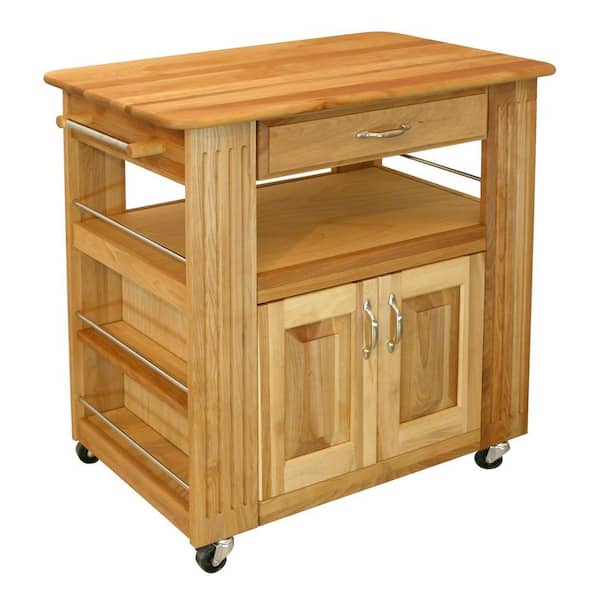 Catskill Craftsmen Natural Wood Kitchen Cart with Storage