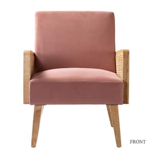 Delphine Blush Natural Legs Cane Accent Chair