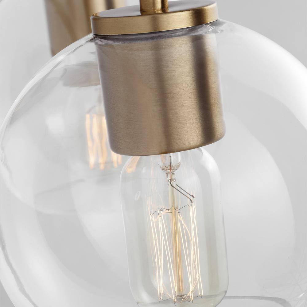 Orley 17.5-Inch Satin Brass Vanity Light with Clear Glass Shades
