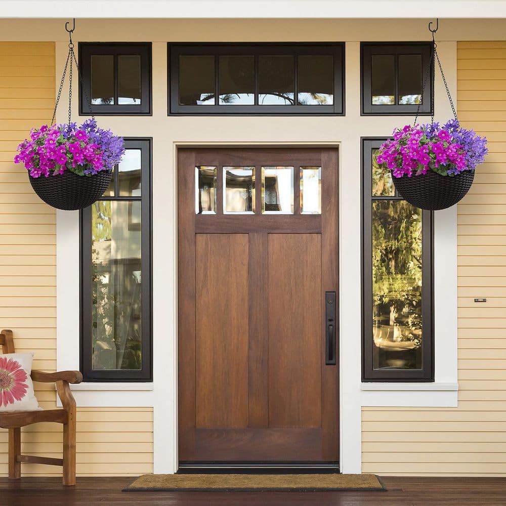 Large Espresso Brown Resin Woven Hanging Planter Set