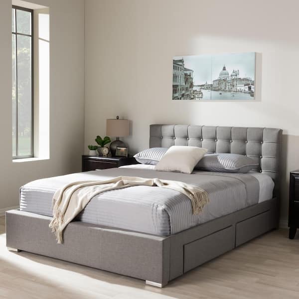 Baxton Studio Rene Gray King Upholstered Bed 28862 7062 HD The