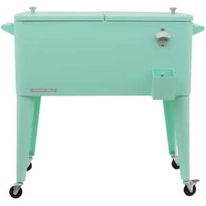 80 qt. Mint Green Classic Outdoor Rolling Patio Cooler with Wheels and Handles