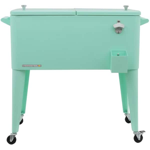 PERMASTEEL 80 qt. Mint Green Classic Outdoor Rolling Patio Cooler with Wheels and Handles